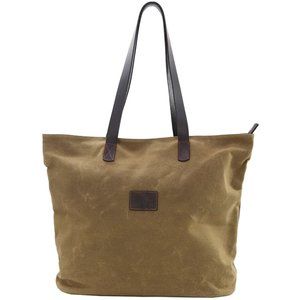 New Leather Waxed Cotton Canvas Tote Bag Tan (England)